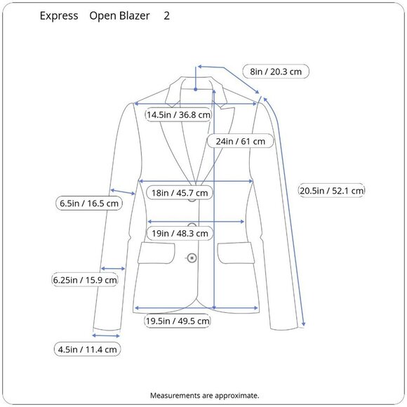 Express Black Lined Long Sleeve Open Front Folded Sleeves Blazer 2 - Picture 13 of 14